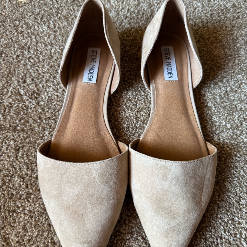Steve Madden Beige Suede D'Orsay Pointed Flats